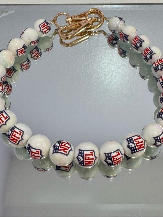 unbranded Accessories - New NFL Logo White Beaded Bag Chain 18 inches  with Gold Hardware